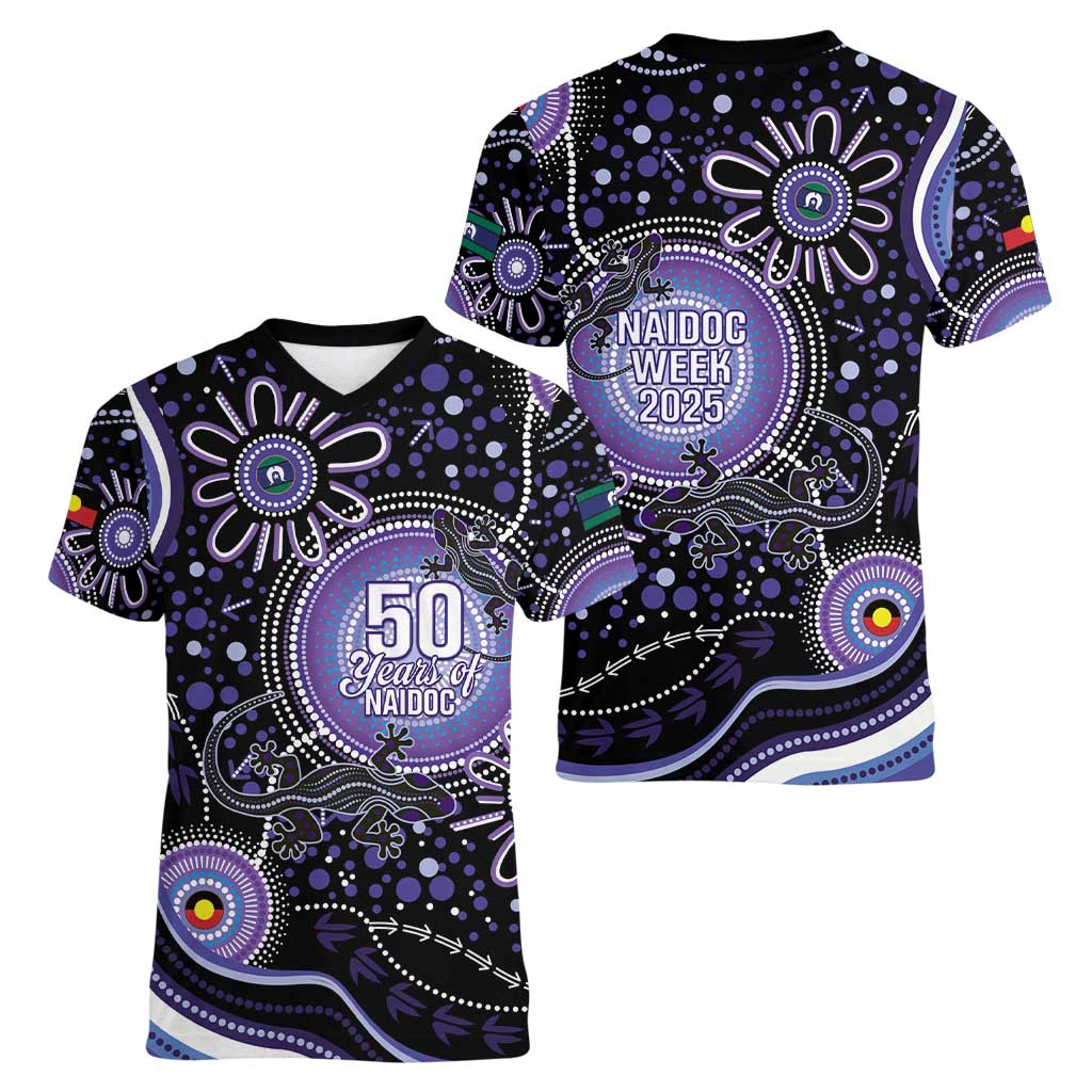 Australia NAIDOC Week Women V-Neck T-Shirt Happy 50th Anniversary Purple Version