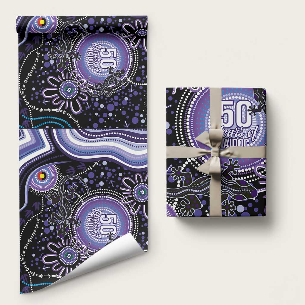 Australia NAIDOC Week Wrapping Paper Happy 50th Anniversary Purple Version - Aussie Hoodie