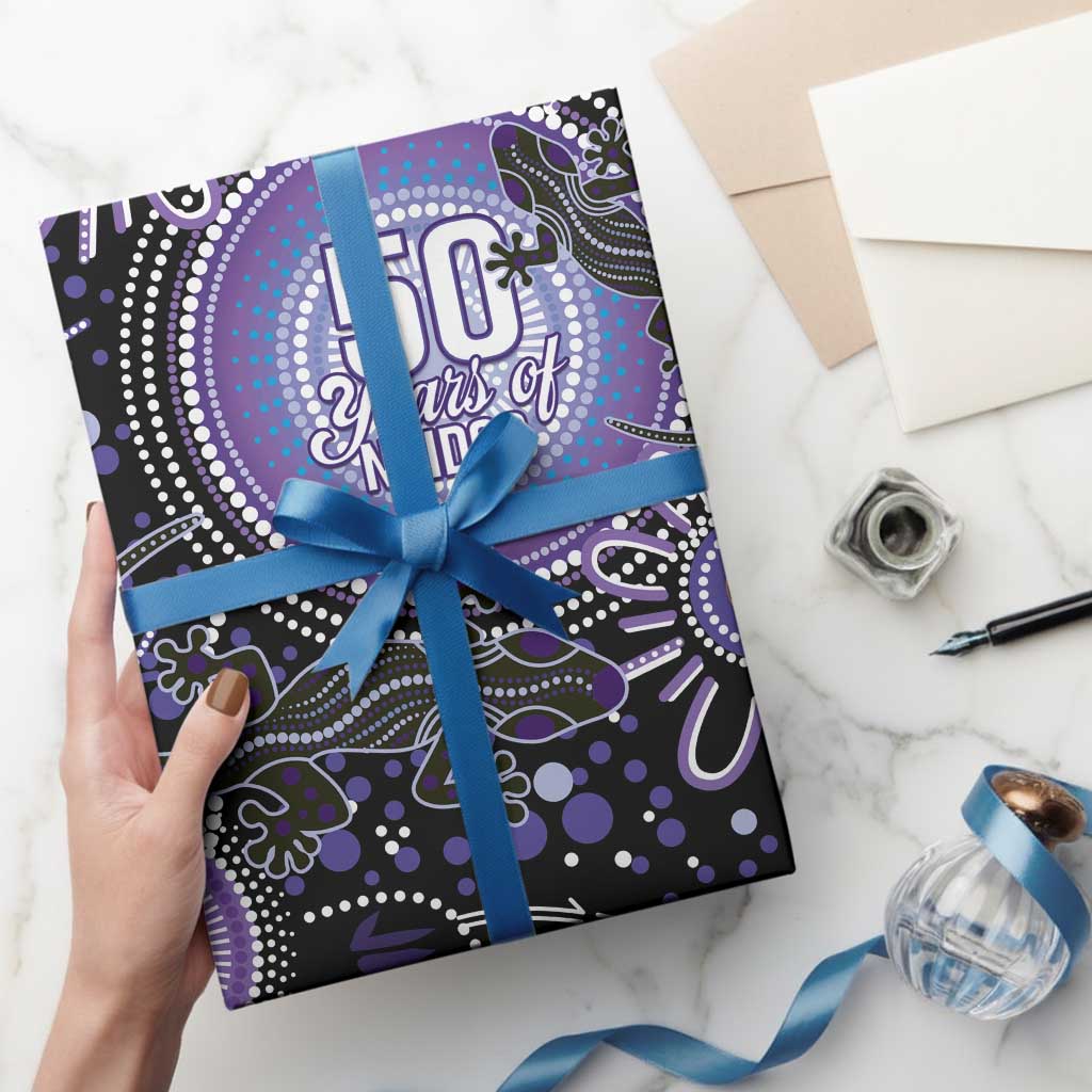 Australia NAIDOC Week Wrapping Paper Happy 50th Anniversary Purple Version - Aussie Hoodie