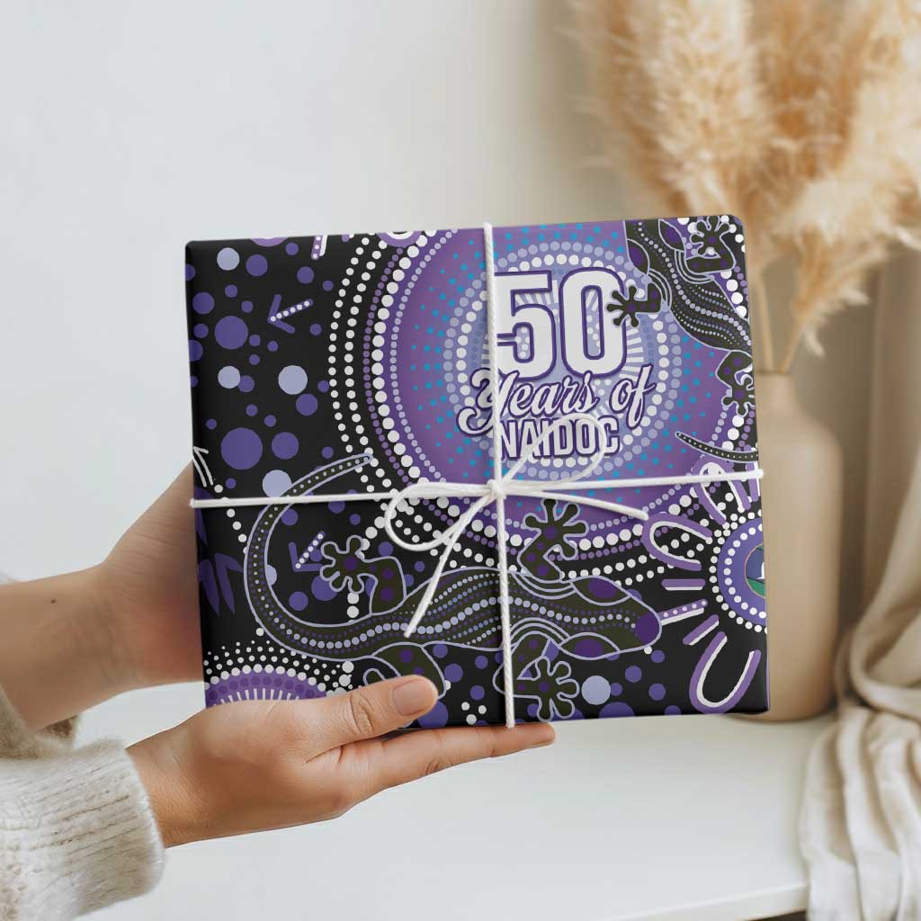 Australia NAIDOC Week Wrapping Paper Happy 50th Anniversary Purple Version - Aussie Hoodie