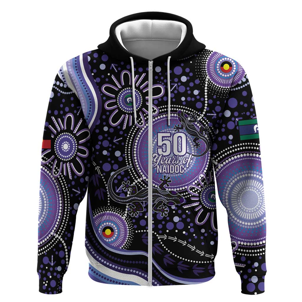 Australia NAIDOC Week Zip Hoodie Happy 50th Anniversary Purple Version