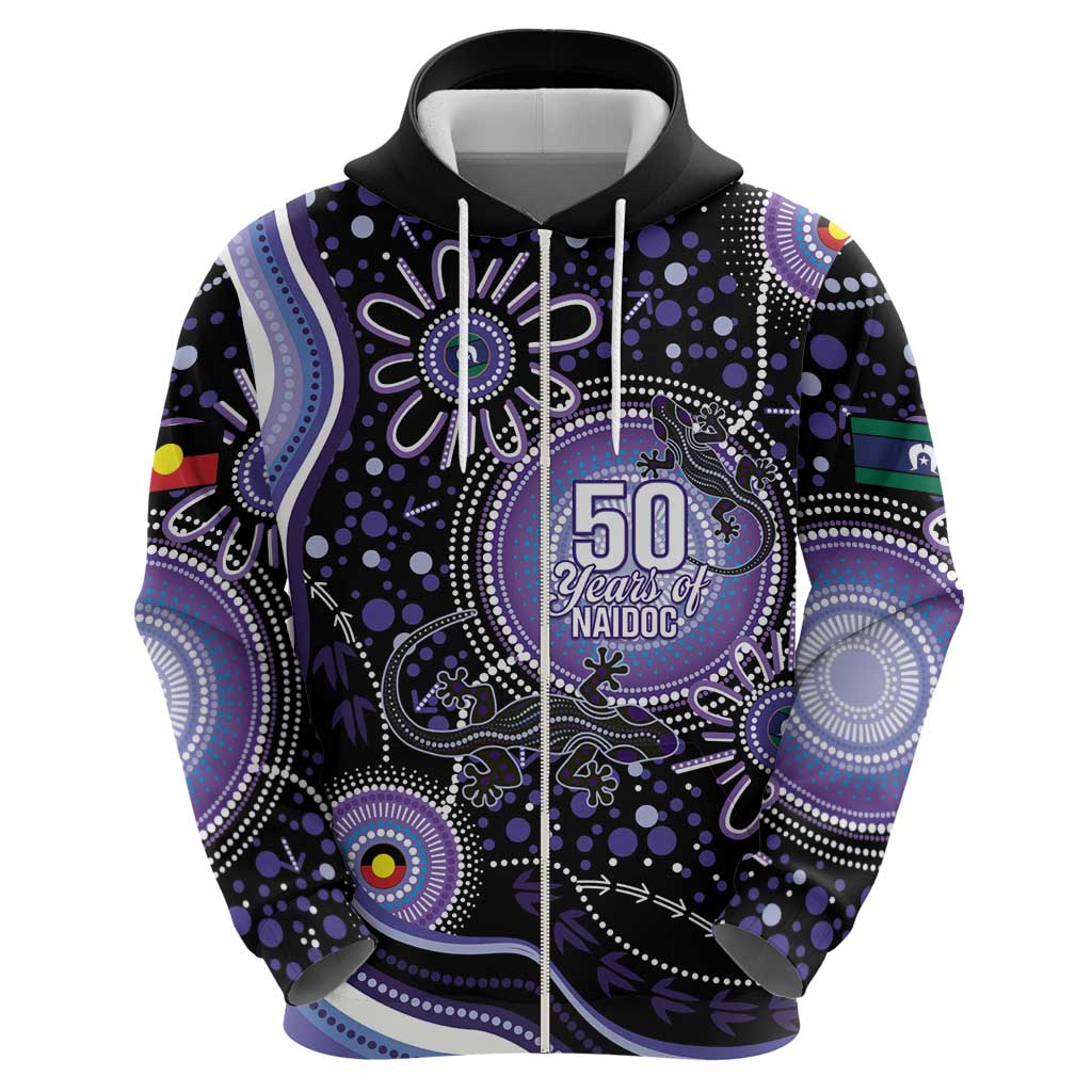 Australia NAIDOC Week Zip Hoodie Happy 50th Anniversary Purple Version