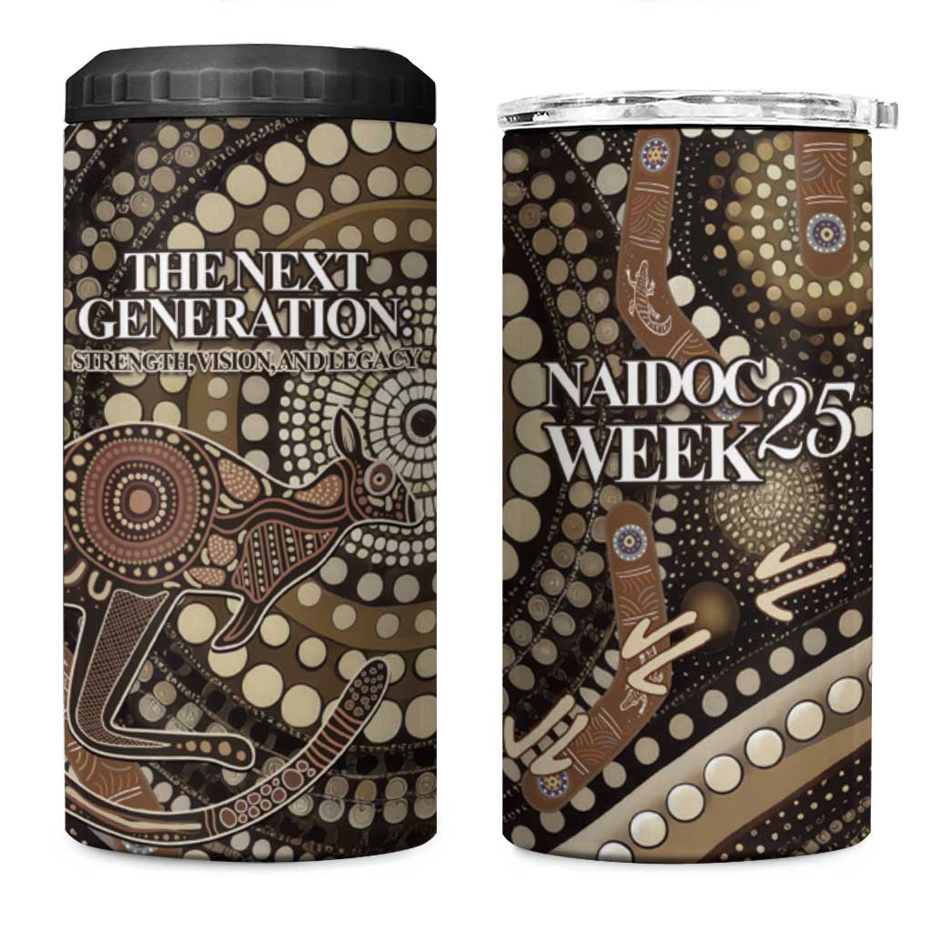 Australia NAIDOC Week 2025 4 in 1 Can Cooler Tumbler Boomerang Kangaroo Indigenous Art