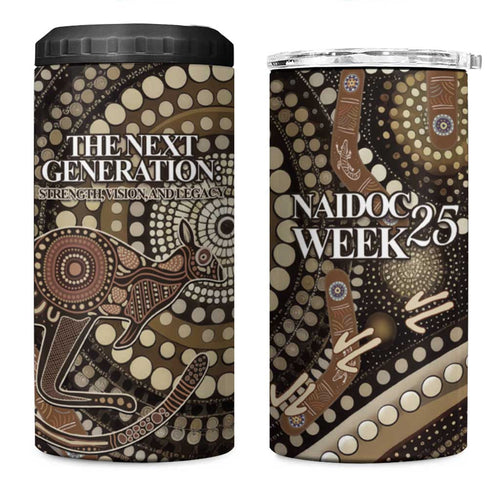 Australia NAIDOC Week 2025 4 in 1 Can Cooler Tumbler Boomerang Kangaroo Indigenous Art