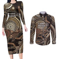 Australia NAIDOC Week 2025 Couples Matching Long Sleeve Bodycon Dress and Long Sleeve Button Shirt Boomerang Kangaroo Indigenous Art