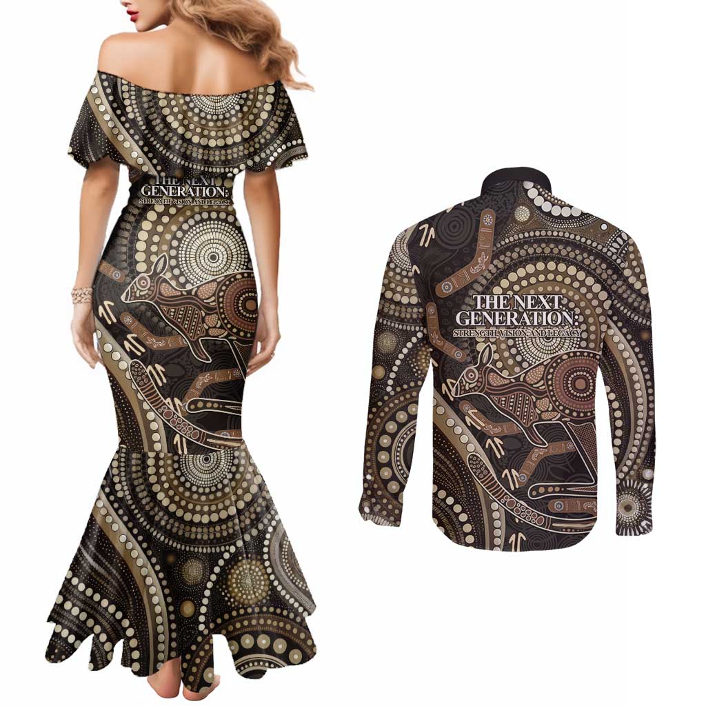 Australia NAIDOC Week 2025 Couples Matching Mermaid Dress and Long Sleeve Button Shirt Boomerang Kangaroo Indigenous Art