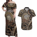 Australia NAIDOC Week 2025 Couples Matching Off Shoulder Maxi Dress and Hawaiian Shirt Boomerang Kangaroo Indigenous Art