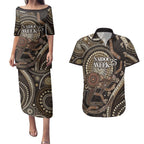 Australia NAIDOC Week 2025 Couples Matching Puletasi and Hawaiian Shirt Boomerang Kangaroo Indigenous Art