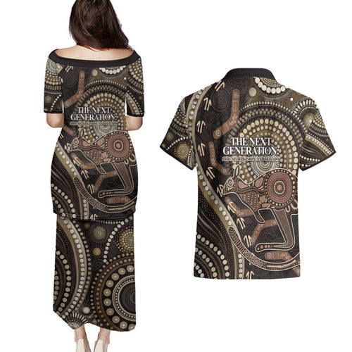 Australia NAIDOC Week 2025 Couples Matching Puletasi and Hawaiian Shirt Boomerang Kangaroo Indigenous Art
