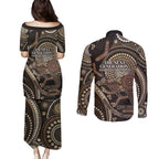 Australia NAIDOC Week 2025 Couples Matching Puletasi and Long Sleeve Button Shirt Boomerang Kangaroo Indigenous Art