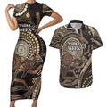Australia NAIDOC Week 2025 Couples Matching Short Sleeve Bodycon Dress and Hawaiian Shirt Boomerang Kangaroo Indigenous Art