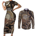 Australia NAIDOC Week 2025 Couples Matching Short Sleeve Bodycon Dress and Long Sleeve Button Shirt Boomerang Kangaroo Indigenous Art