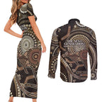 Australia NAIDOC Week 2025 Couples Matching Short Sleeve Bodycon Dress and Long Sleeve Button Shirt Boomerang Kangaroo Indigenous Art