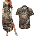 Australia NAIDOC Week 2025 Couples Matching Summer Maxi Dress and Hawaiian Shirt Boomerang Kangaroo Indigenous Art