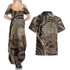 Australia NAIDOC Week 2025 Couples Matching Summer Maxi Dress and Hawaiian Shirt Boomerang Kangaroo Indigenous Art