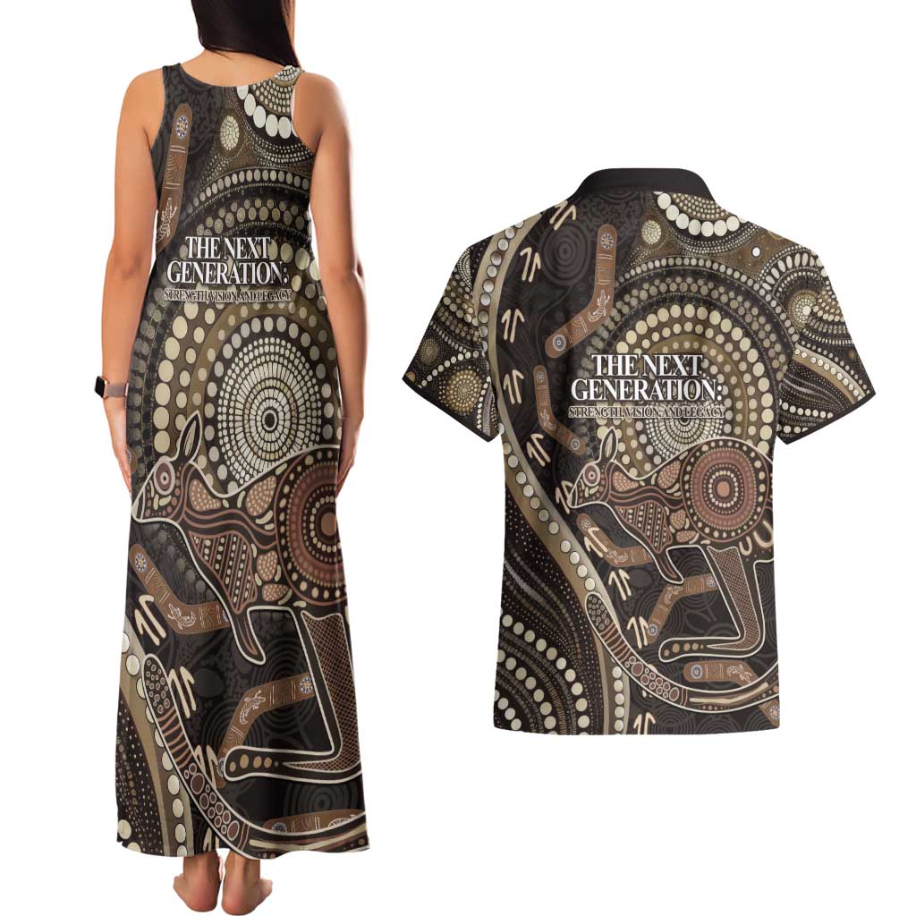 Australia NAIDOC Week 2025 Couples Matching Tank Maxi Dress and Hawaiian Shirt Boomerang Kangaroo Indigenous Art