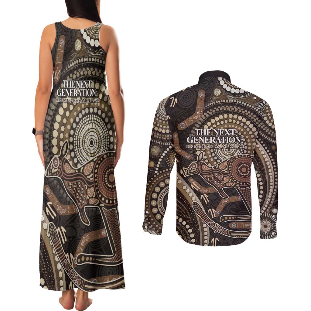 Australia NAIDOC Week 2025 Couples Matching Tank Maxi Dress and Long Sleeve Button Shirt Boomerang Kangaroo Indigenous Art