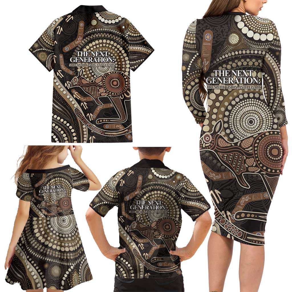 Australia NAIDOC Week 2025 Family Matching Long Sleeve Bodycon Dress and Hawaiian Shirt Boomerang Kangaroo Indigenous Art