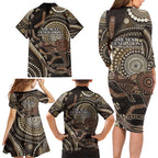 Australia NAIDOC Week 2025 Family Matching Long Sleeve Bodycon Dress and Hawaiian Shirt Boomerang Kangaroo Indigenous Art