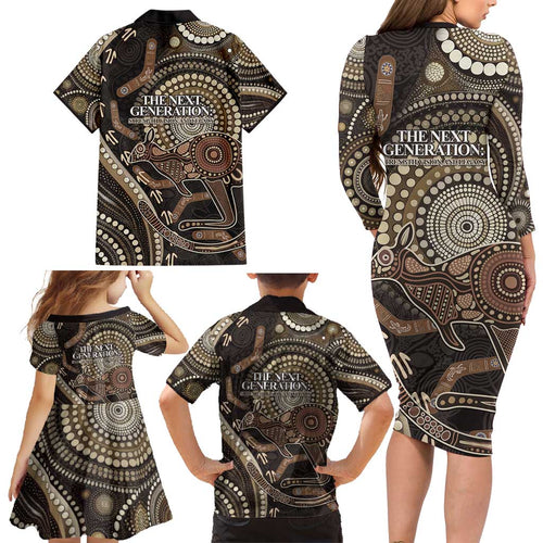 Australia NAIDOC Week 2025 Family Matching Long Sleeve Bodycon Dress and Hawaiian Shirt Boomerang Kangaroo Indigenous Art