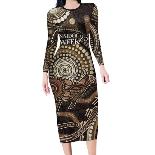 Australia NAIDOC Week 2025 Family Matching Long Sleeve Bodycon Dress and Hawaiian Shirt Boomerang Kangaroo Indigenous Art