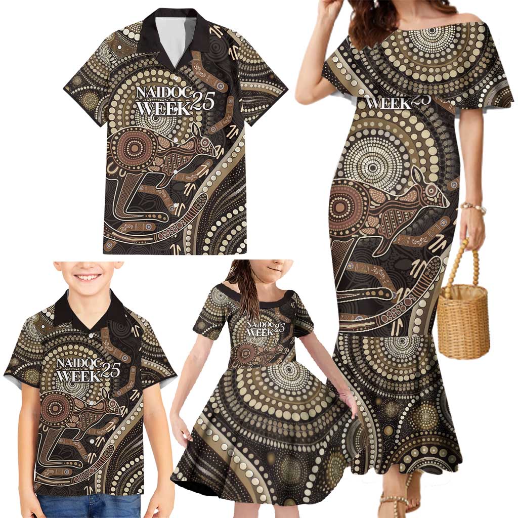 Australia NAIDOC Week 2025 Family Matching Mermaid Dress and Hawaiian Shirt Boomerang Kangaroo Indigenous Art