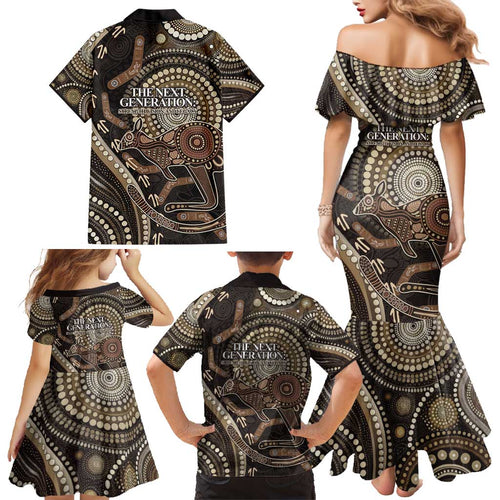 Australia NAIDOC Week 2025 Family Matching Mermaid Dress and Hawaiian Shirt Boomerang Kangaroo Indigenous Art
