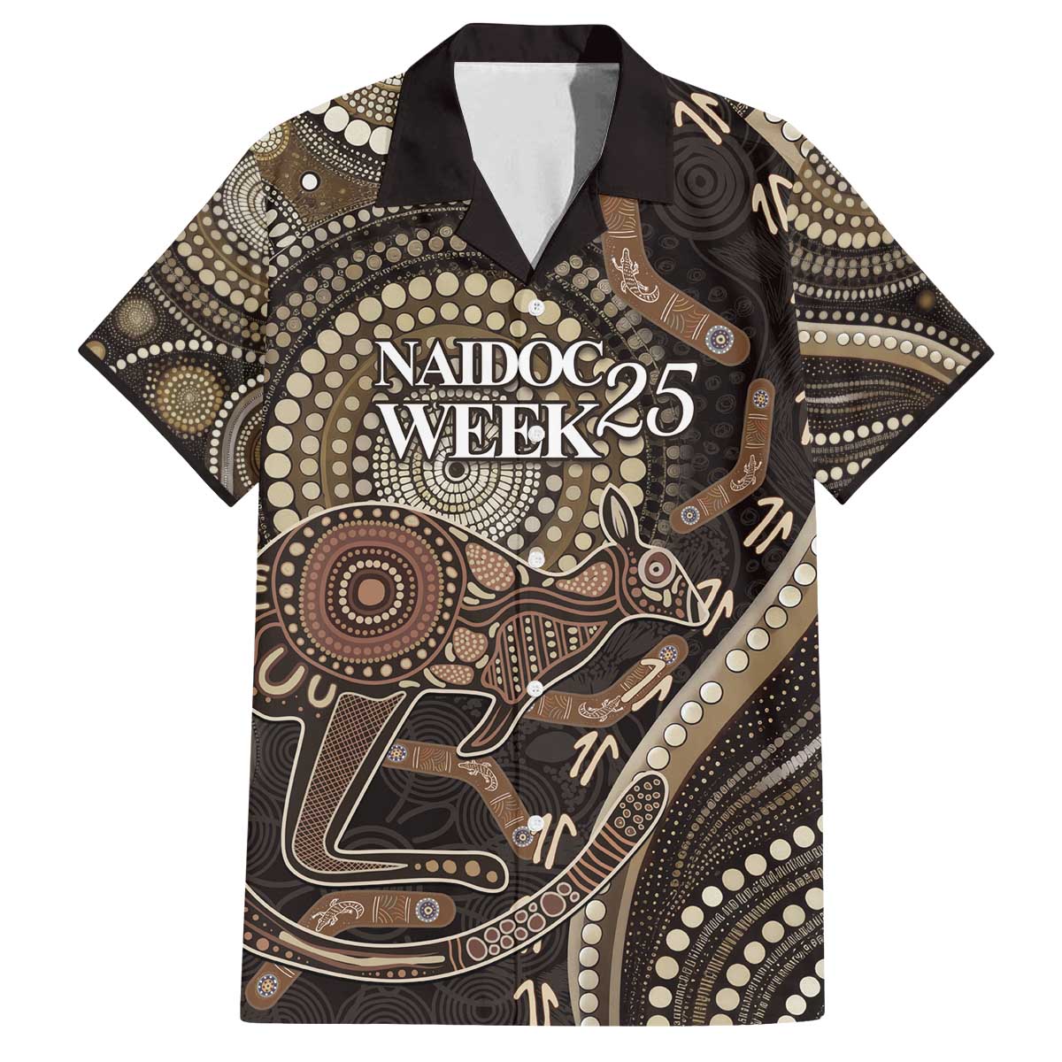 Australia NAIDOC Week 2025 Family Matching Off The Shoulder Long Sleeve Dress and Hawaiian Shirt Boomerang Kangaroo Indigenous Art