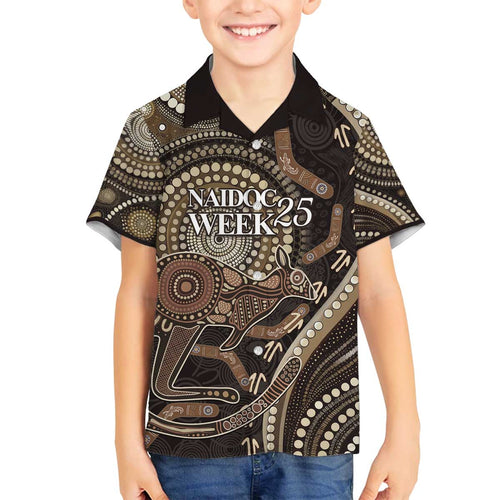 Australia NAIDOC Week 2025 Family Matching Off The Shoulder Long Sleeve Dress and Hawaiian Shirt Boomerang Kangaroo Indigenous Art