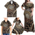 Australia NAIDOC Week 2025 Family Matching Off Shoulder Maxi Dress and Hawaiian Shirt Boomerang Kangaroo Indigenous Art