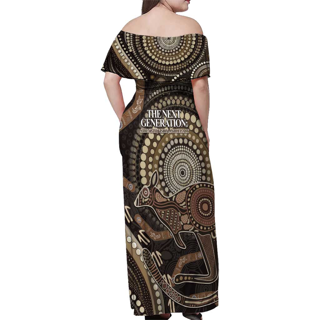 Australia NAIDOC Week 2025 Family Matching Off Shoulder Maxi Dress and Hawaiian Shirt Boomerang Kangaroo Indigenous Art