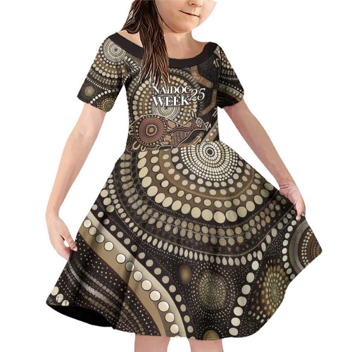 Australia NAIDOC Week 2025 Family Matching Off Shoulder Short Dress and Hawaiian Shirt Boomerang Kangaroo Indigenous Art