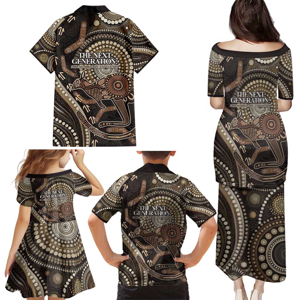 Australia NAIDOC Week 2025 Family Matching Puletasi and Hawaiian Shirt Boomerang Kangaroo Indigenous Art