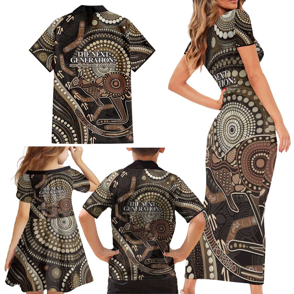 Australia NAIDOC Week 2025 Family Matching Short Sleeve Bodycon Dress and Hawaiian Shirt Boomerang Kangaroo Indigenous Art