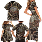 Australia NAIDOC Week 2025 Family Matching Short Sleeve Bodycon Dress and Hawaiian Shirt Boomerang Kangaroo Indigenous Art