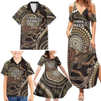 Australia NAIDOC Week 2025 Family Matching Summer Maxi Dress and Hawaiian Shirt Boomerang Kangaroo Indigenous Art