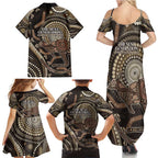 Australia NAIDOC Week 2025 Family Matching Summer Maxi Dress and Hawaiian Shirt Boomerang Kangaroo Indigenous Art