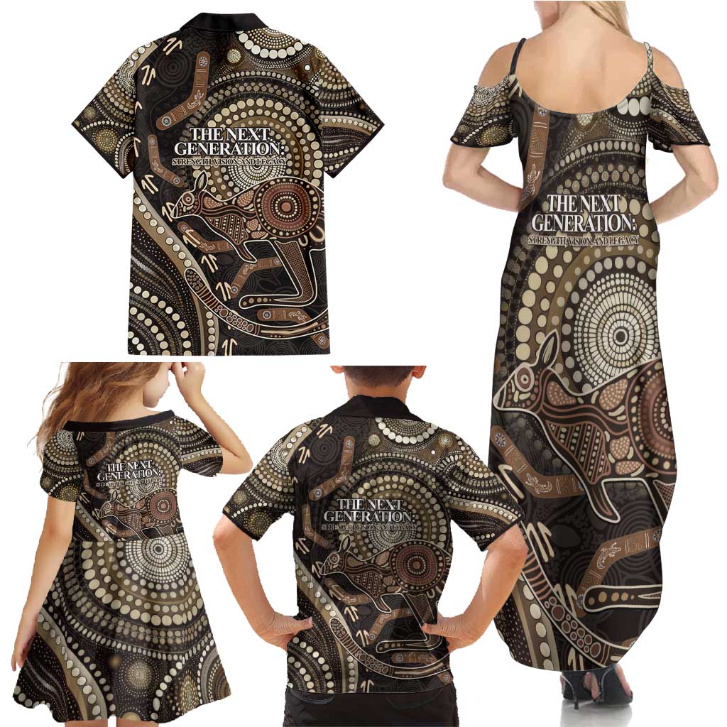 Australia NAIDOC Week 2025 Family Matching Summer Maxi Dress and Hawaiian Shirt Boomerang Kangaroo Indigenous Art