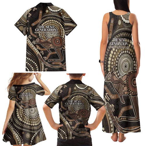 Australia NAIDOC Week 2025 Family Matching Tank Maxi Dress and Hawaiian Shirt Boomerang Kangaroo Indigenous Art