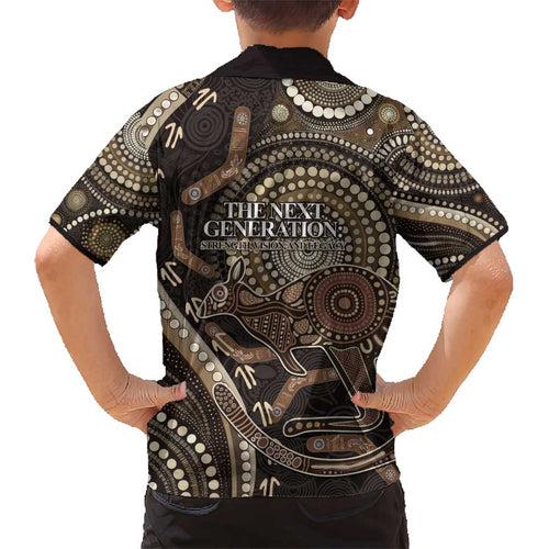 Australia NAIDOC Week 2025 Kid Hawaiian Shirt Boomerang Kangaroo Indigenous Art