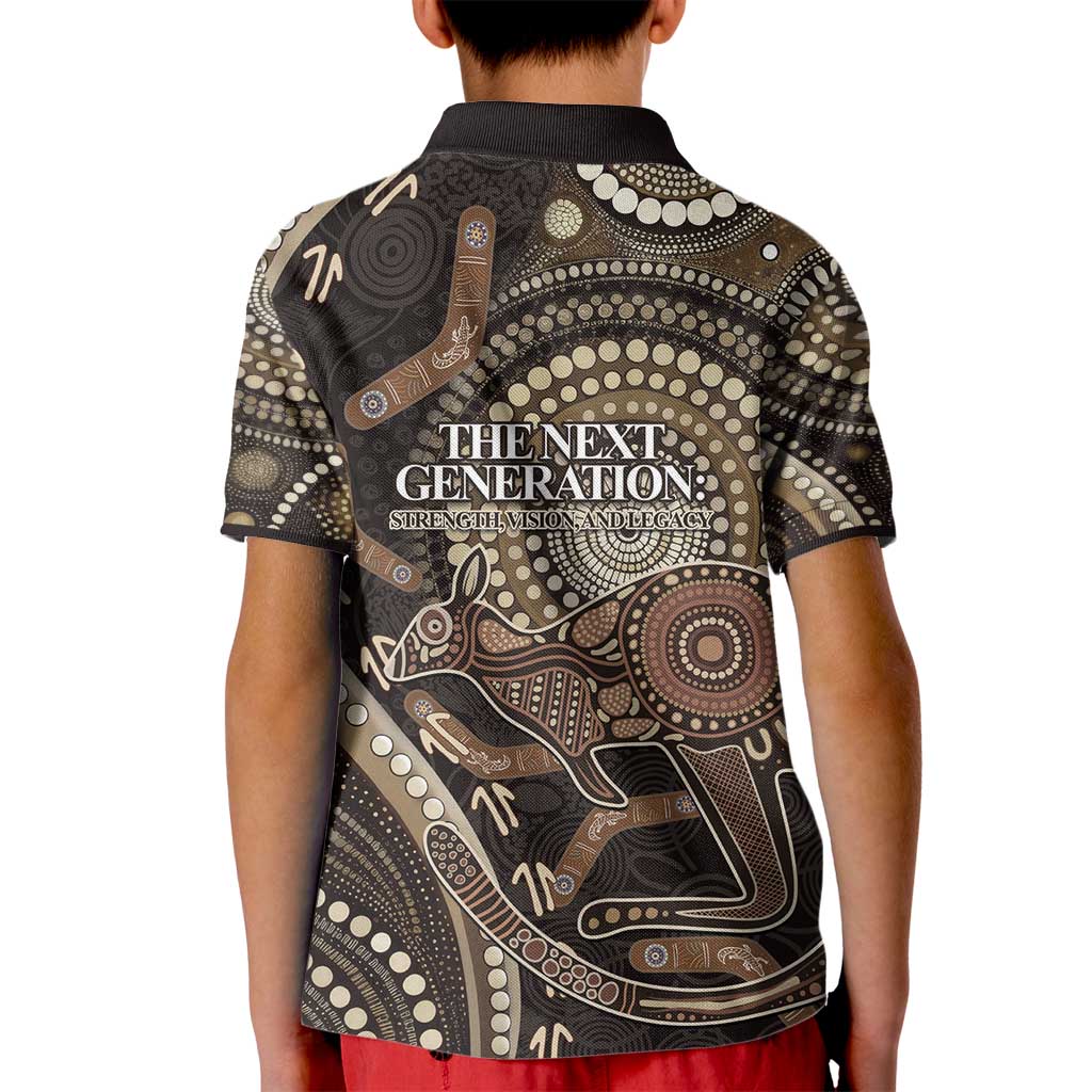 Australia NAIDOC Week 2025 Kid Polo Shirt Boomerang Kangaroo Indigenous Art