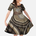 Australia NAIDOC Week 2025 Kid Short Sleeve Dress Boomerang Kangaroo Indigenous Art