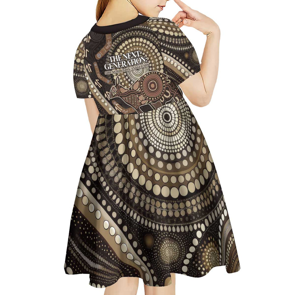 Australia NAIDOC Week 2025 Kid Short Sleeve Dress Boomerang Kangaroo Indigenous Art