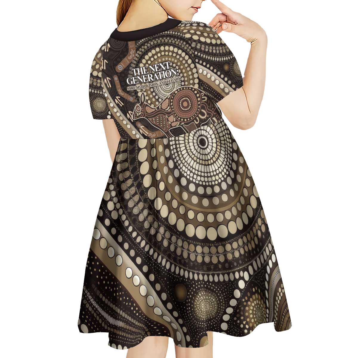 Australia NAIDOC Week 2025 Kid Short Sleeve Dress Boomerang Kangaroo Indigenous Art