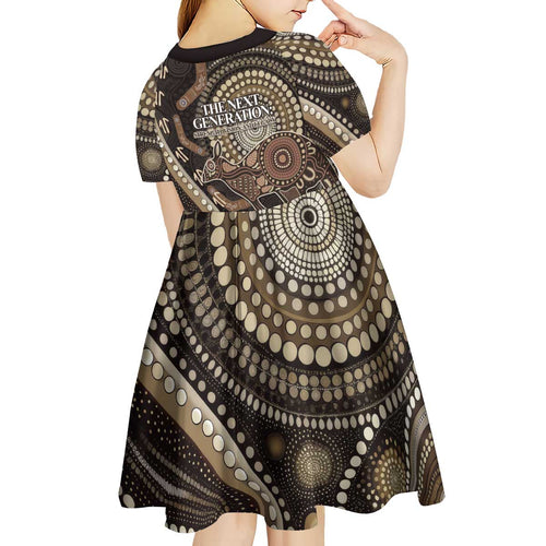 Australia NAIDOC Week 2025 Kid Short Sleeve Dress Boomerang Kangaroo Indigenous Art