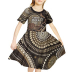 Australia NAIDOC Week 2025 Kid Short Sleeve Dress Boomerang Kangaroo Indigenous Art
