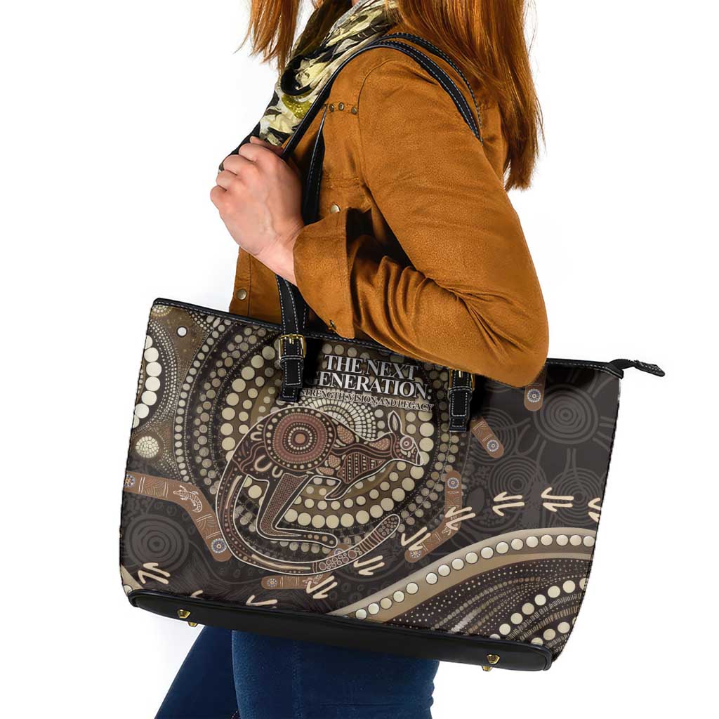 Australia NAIDOC Week 2025 Leather Tote Bag Boomerang Kangaroo Indigenous Art
