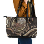 Australia NAIDOC Week 2025 Leather Tote Bag Boomerang Kangaroo Indigenous Art