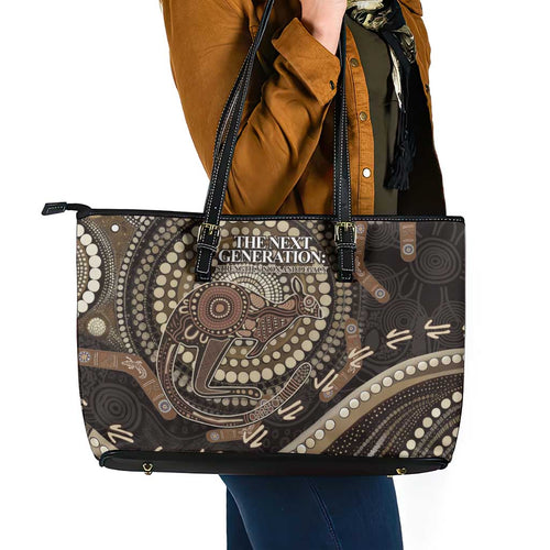 Australia NAIDOC Week 2025 Leather Tote Bag Boomerang Kangaroo Indigenous Art