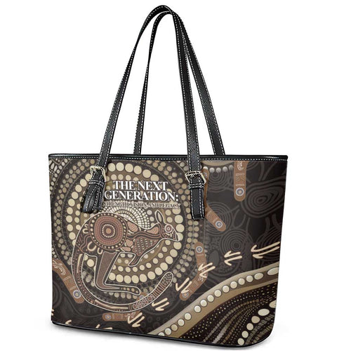 Australia NAIDOC Week 2025 Leather Tote Bag Boomerang Kangaroo Indigenous Art